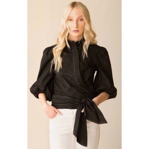 Ganni Slate Wrap Shirt black